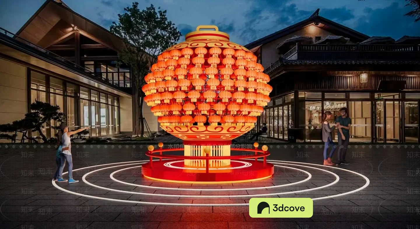 A Large Red And Gold Chinese Lantern