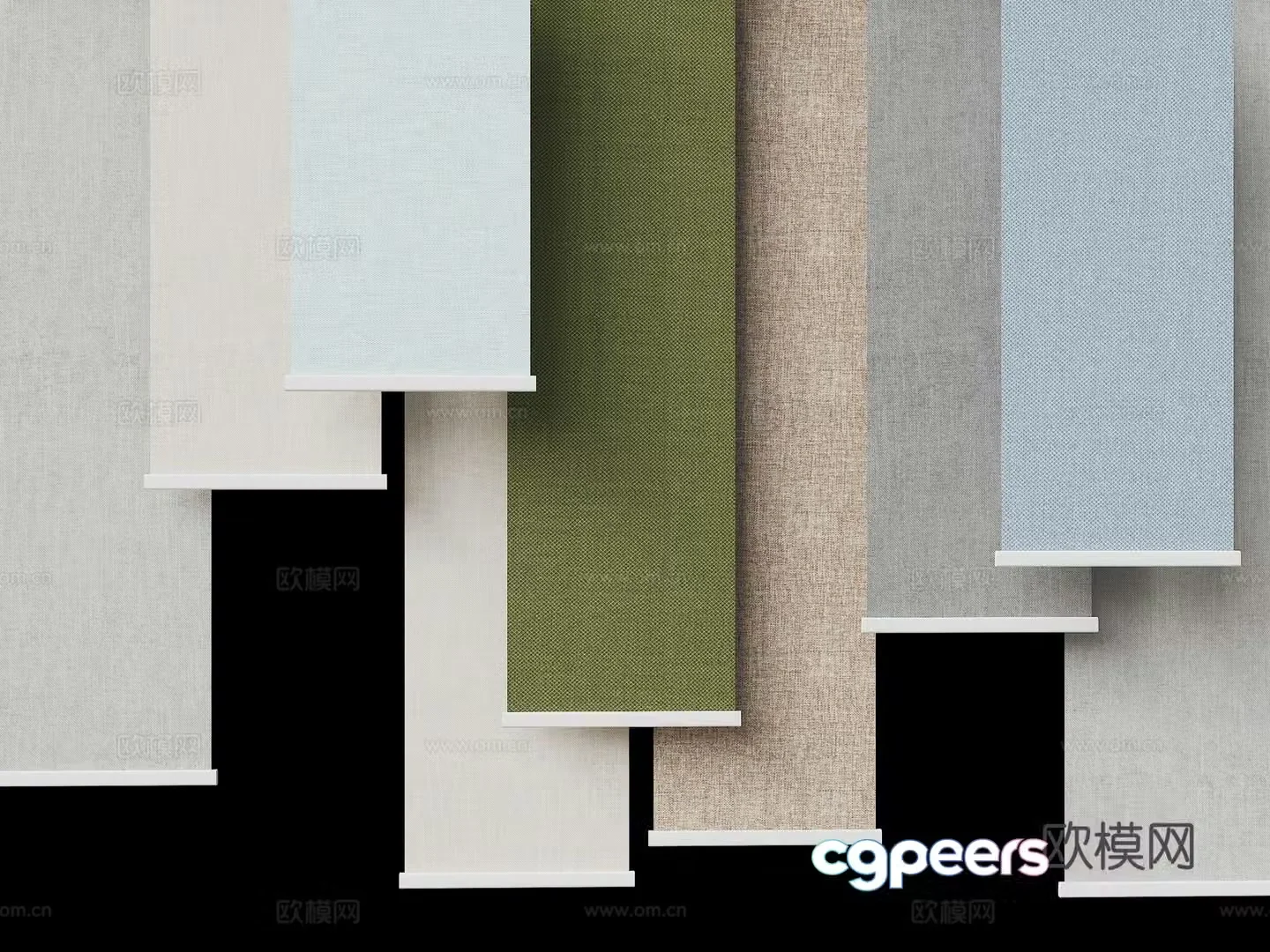 Modern office roller blinds Floor to ceiling window roller blinds Roller blinds Curtains 3D model
