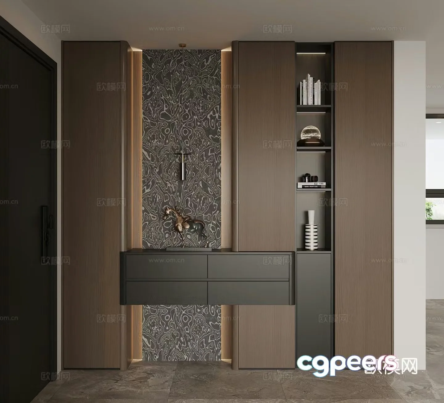 Modern Italian style home entrance shoe cabinet 3D model