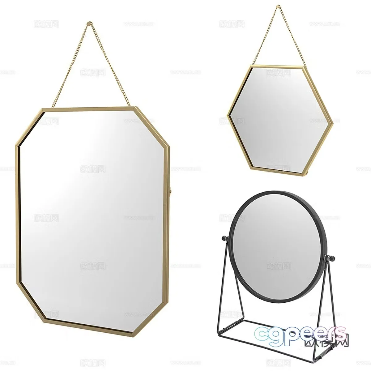 Modern light luxury mirror combination 3D model