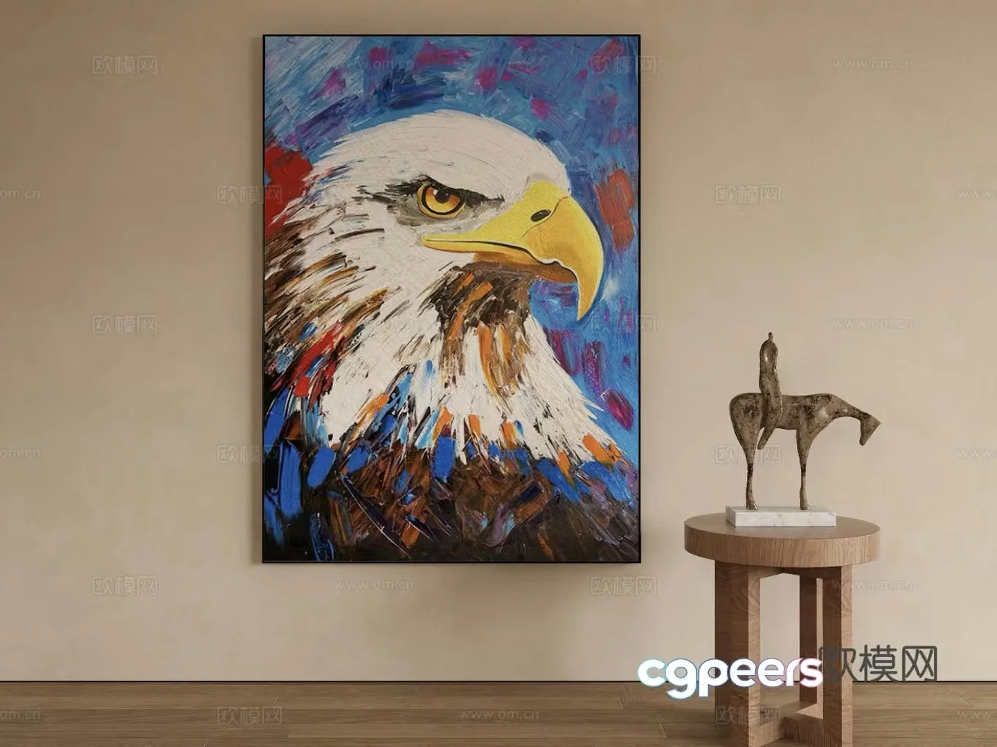 Modern oil painting Eagle painting Decorative painting 3d model