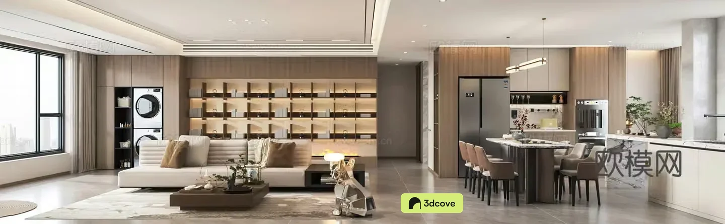 Modern living and dining room