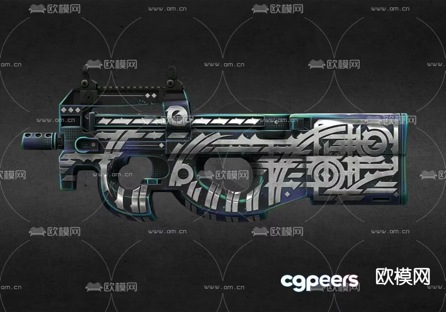 Camouflage pistol toy rifle 3d model