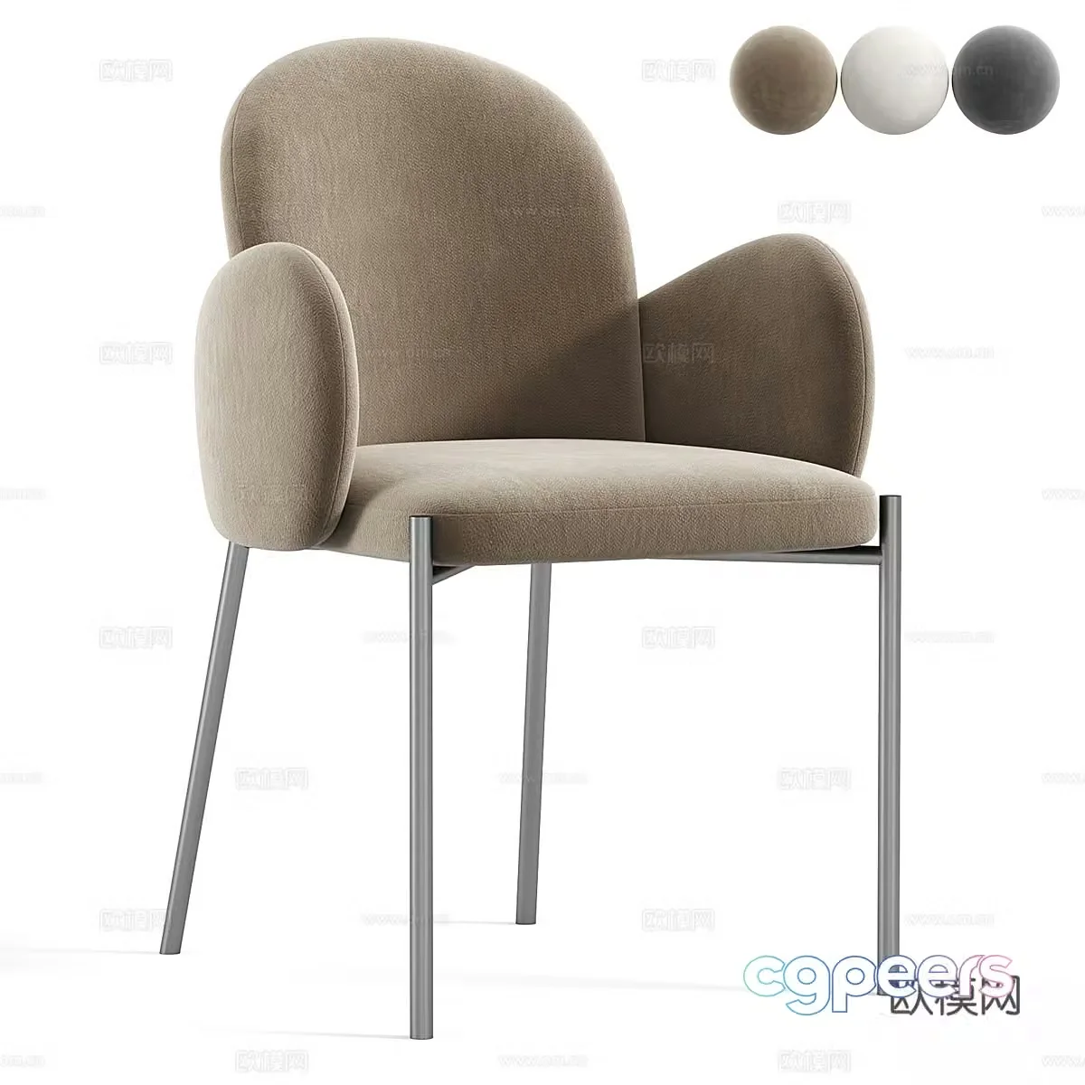 Modern light luxury single chair 3D model
