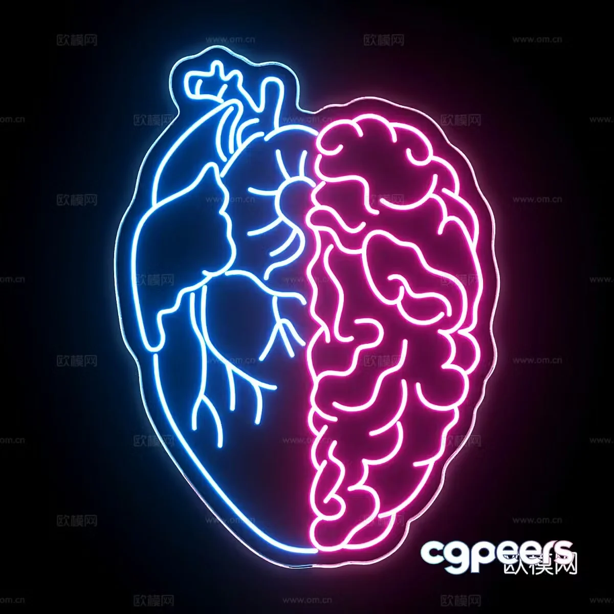 Modern neon light 3d model