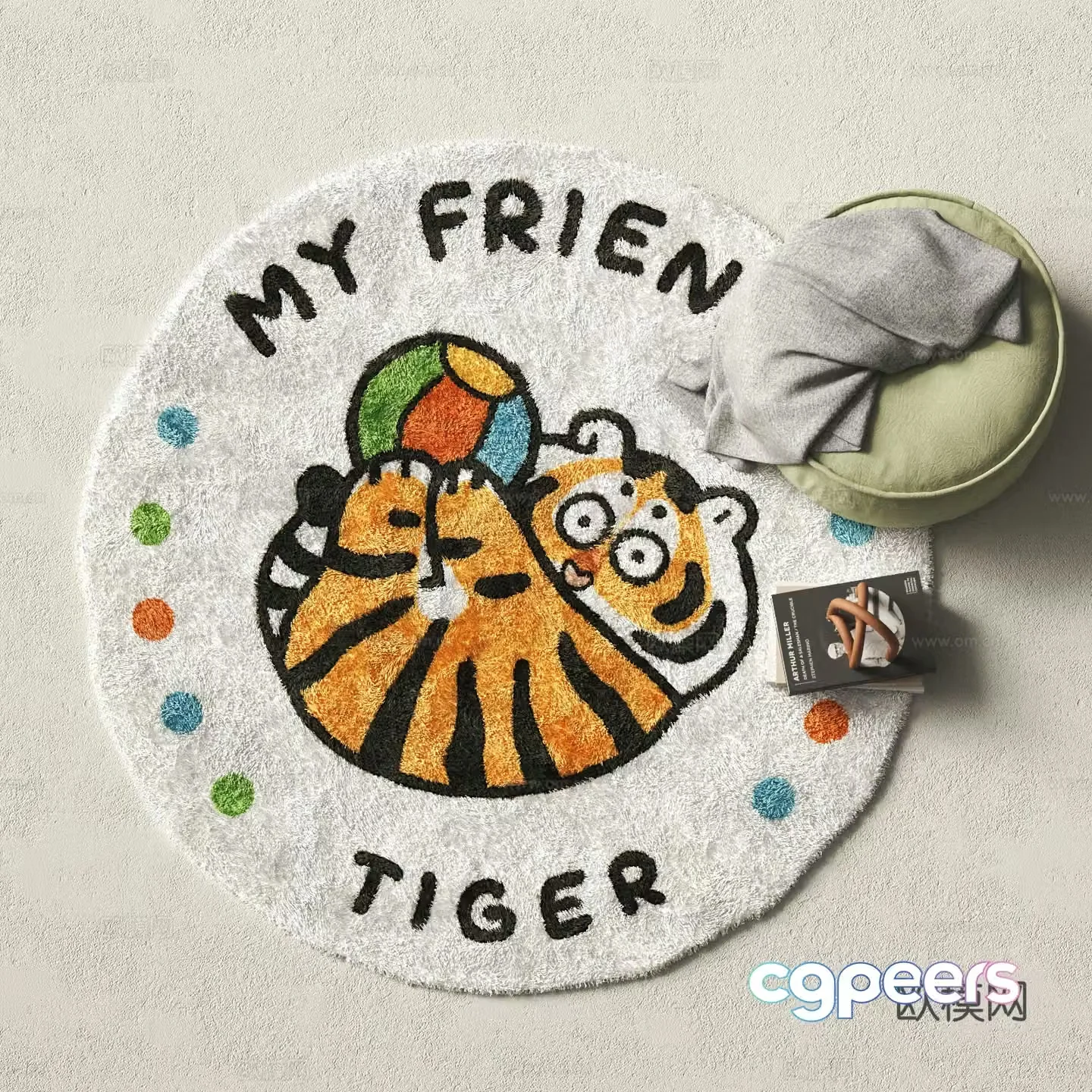 Modern round rug children’s rug 3d model