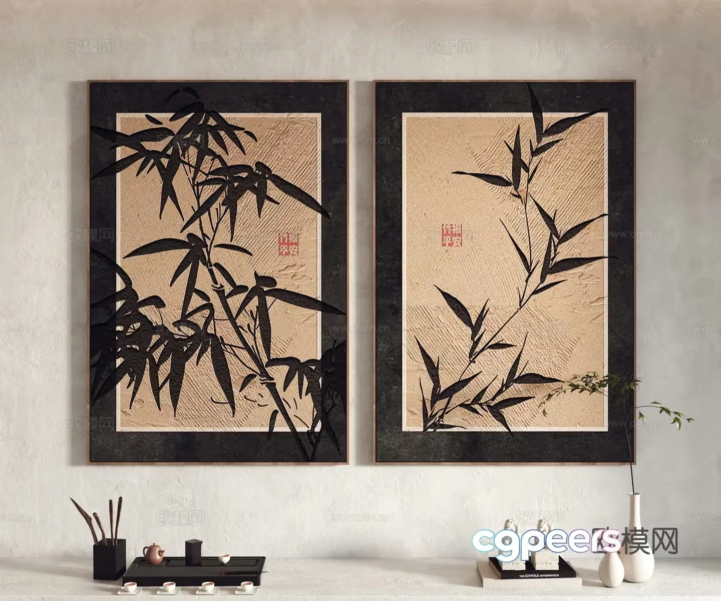 New Chinese style decorative painting 3D model