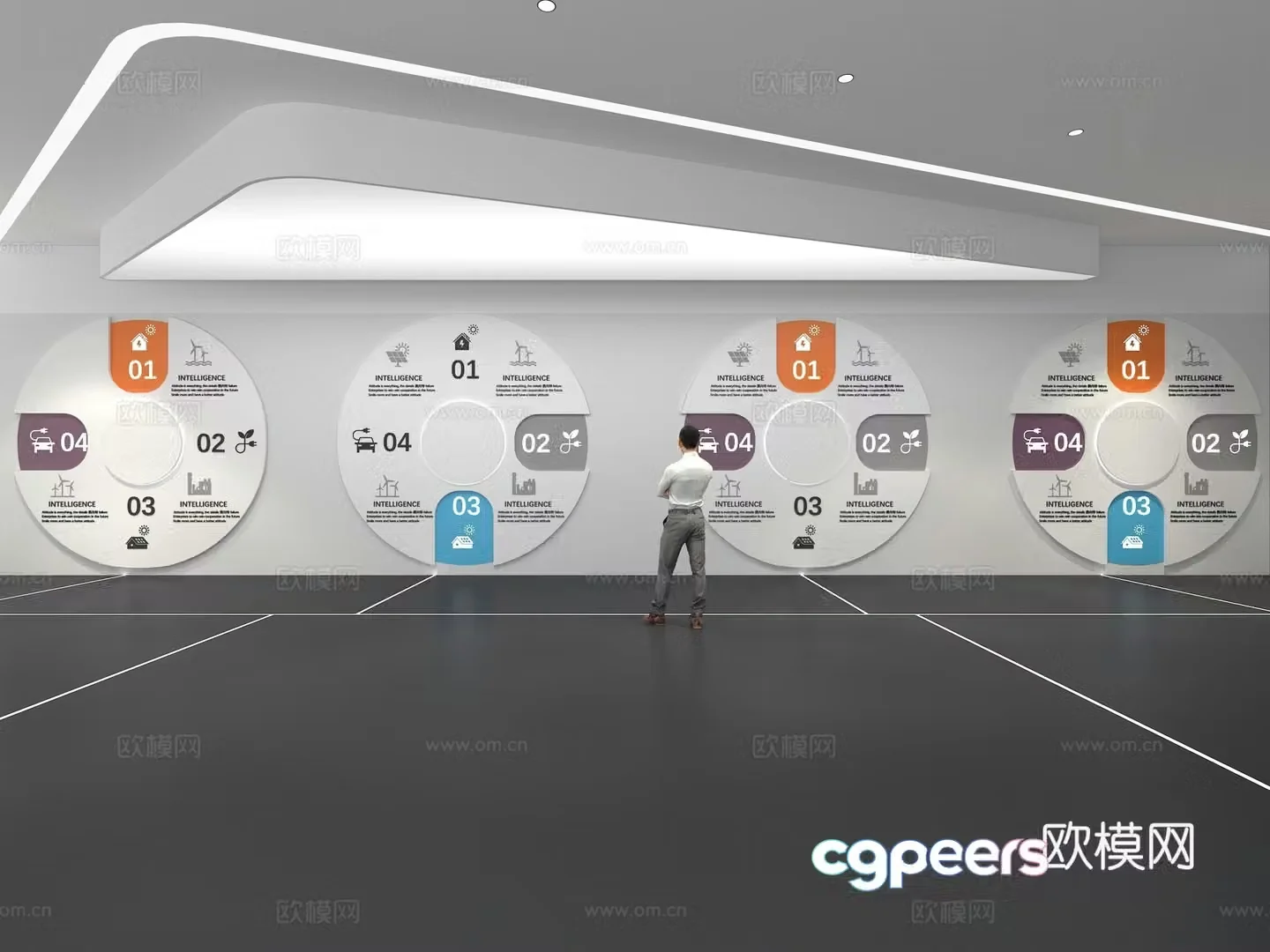 Cultural wall Corporate culture wall Education Theme wall Exhibition hall Campus culture Corridor 3D model