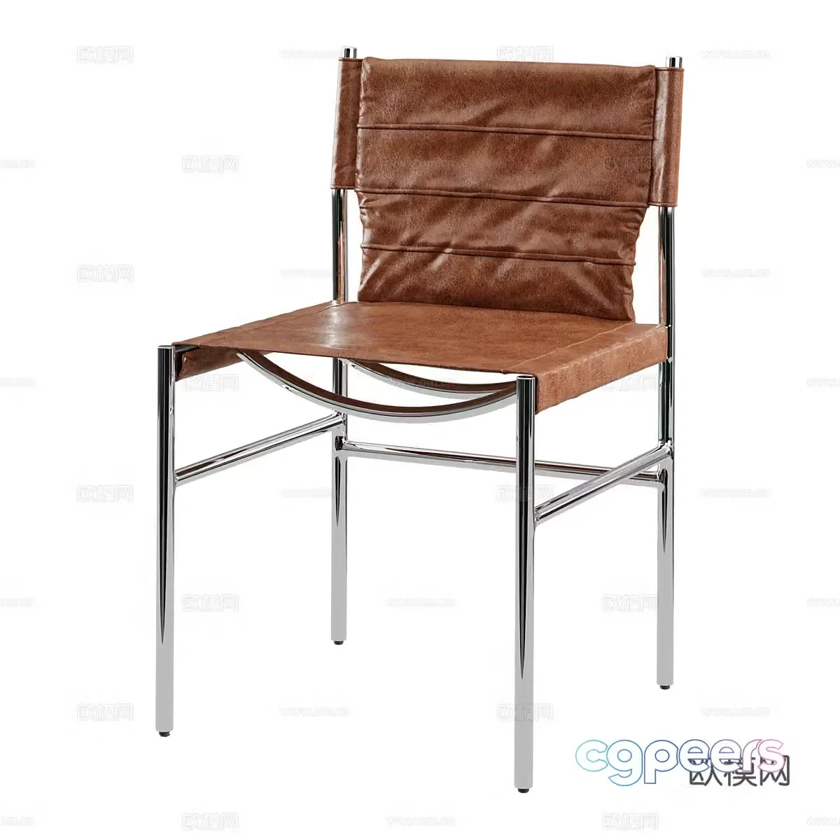 Modern simple single sofa single sofa simple sofa brown leather sofa 3d model