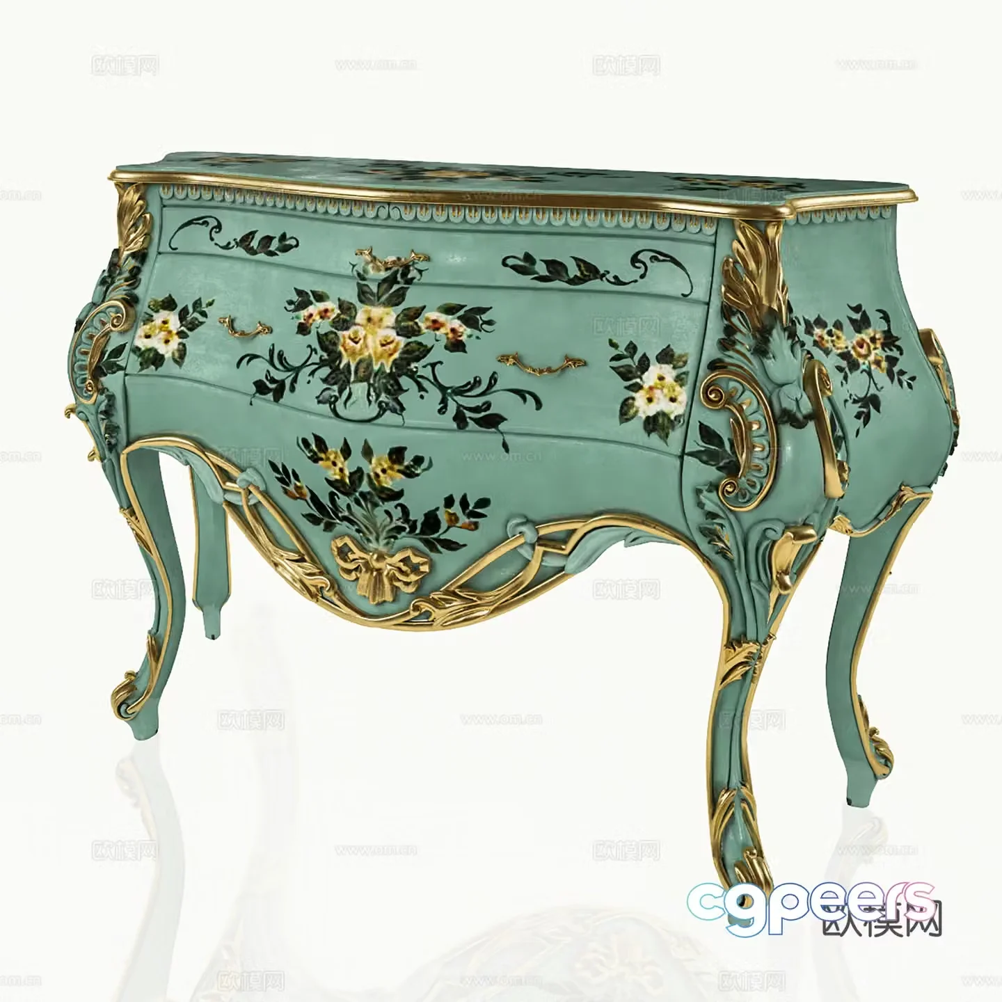 European style entrance table bedside table side corner table 3D model