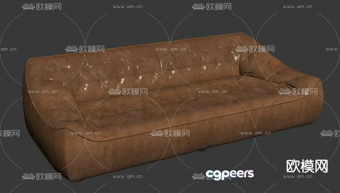 Leather sofa straight sofa 3d model