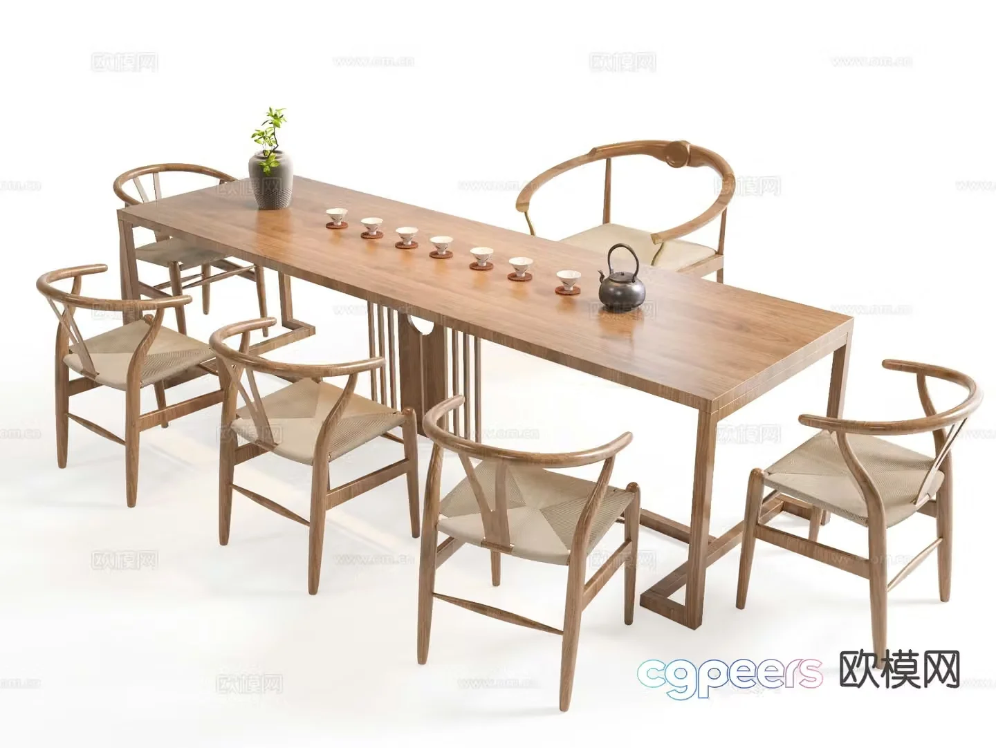 New Chinese style tea table tea table 3d model