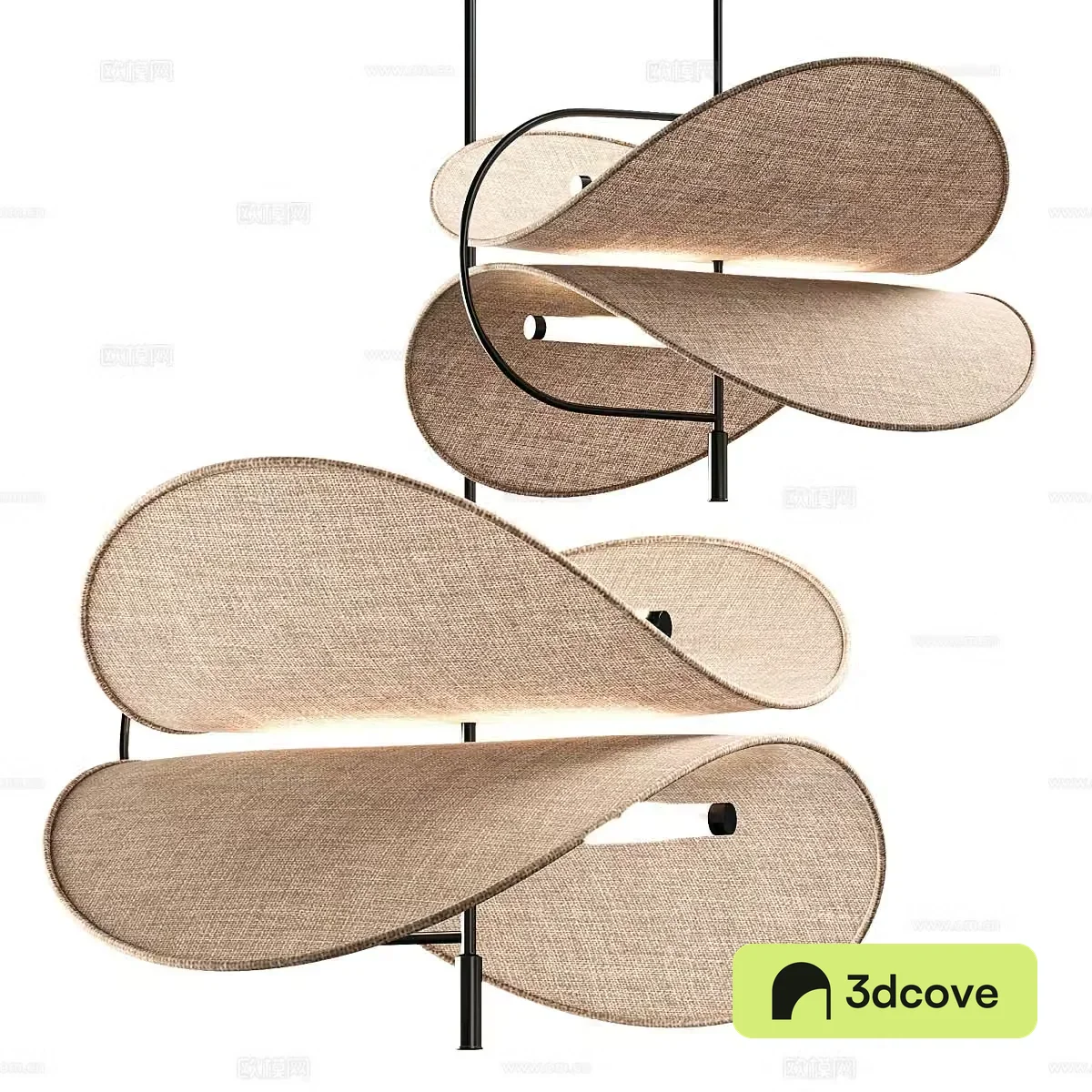 New Chinese style Wasabi Bonnie rattan chandelier 3D model