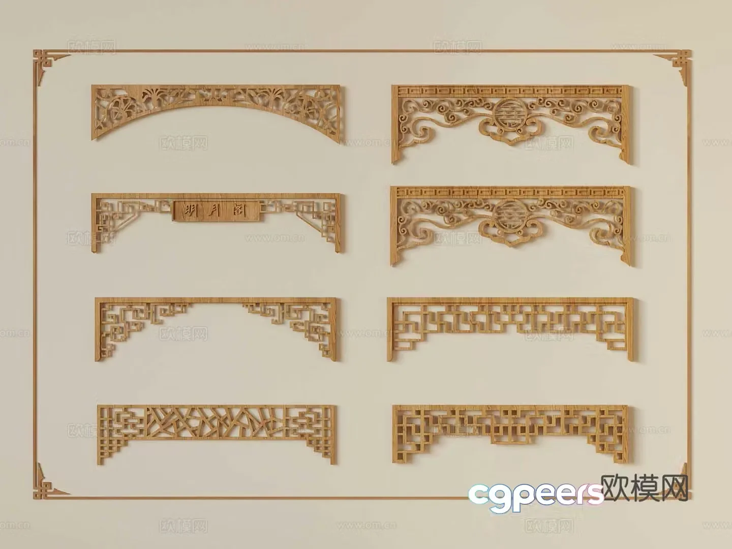 New Chinese style carving carving wood carving 3d model