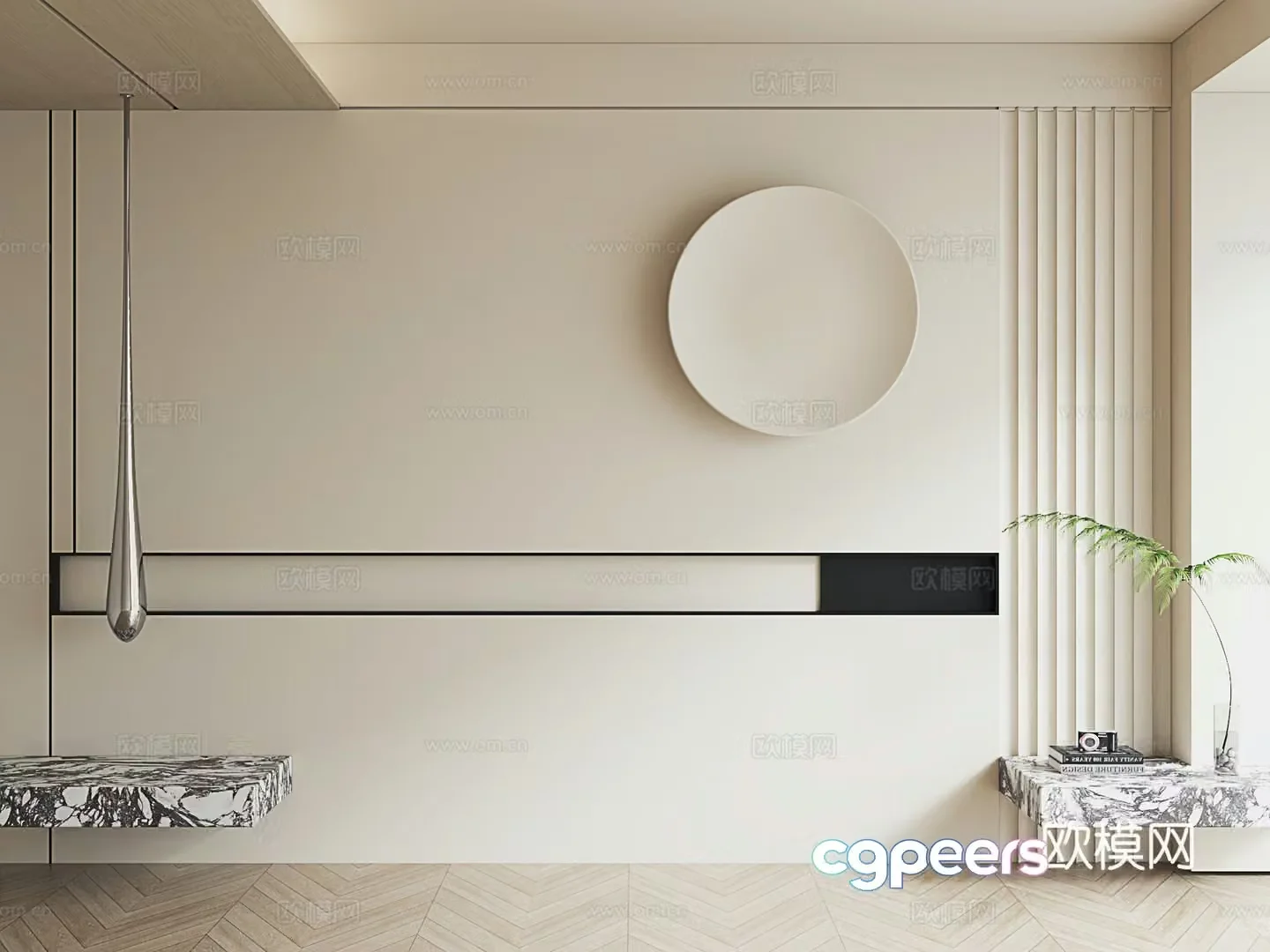 Modern bedside background wall Simple bedside background wall 3d model
