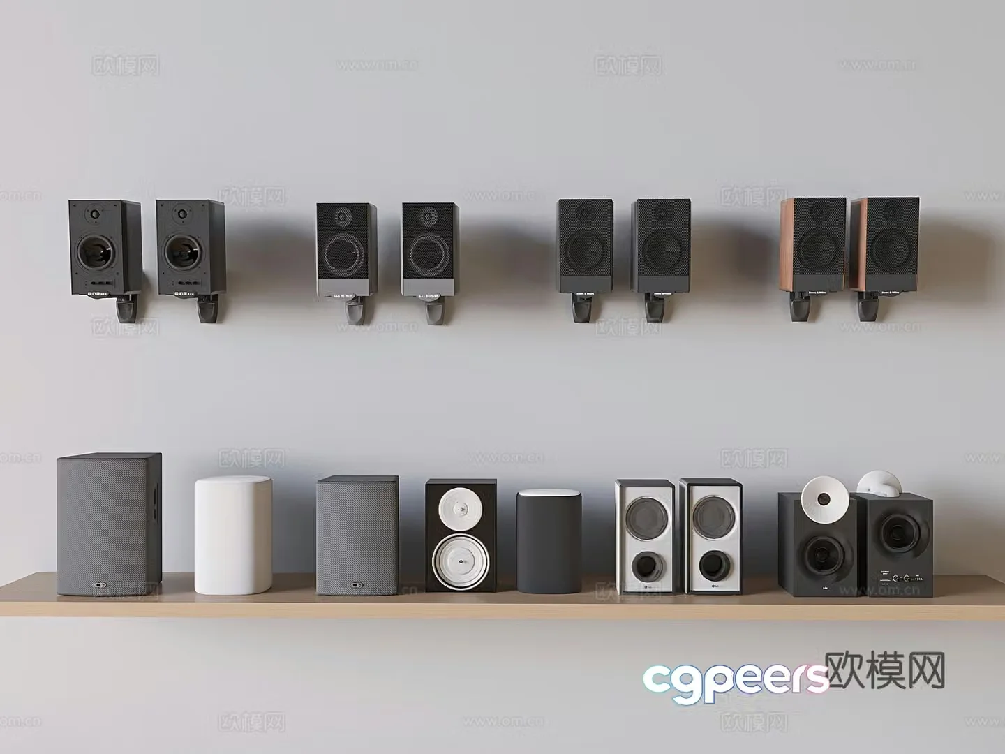 Floor-standing speakers subwoofers wall-mounted speakers 3D model