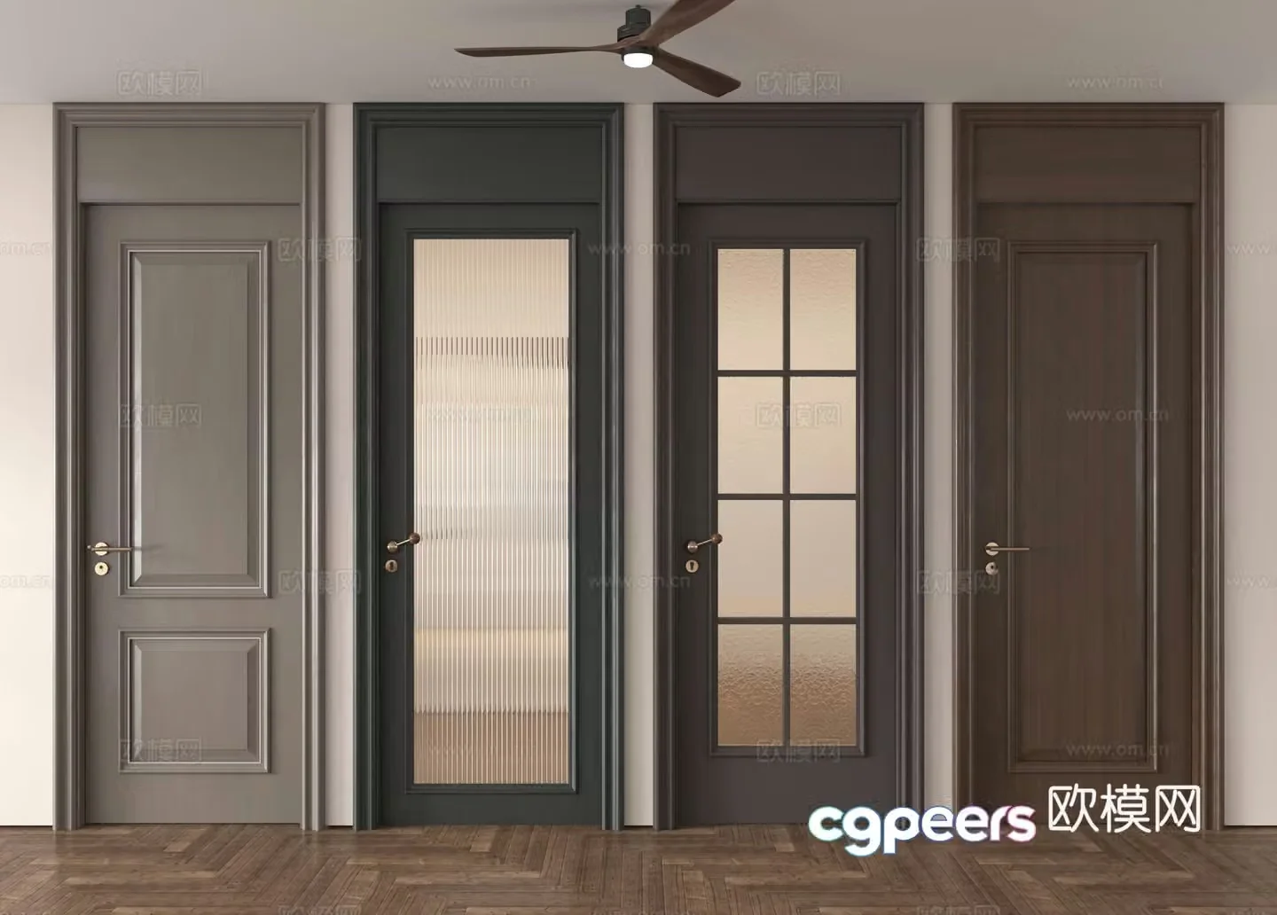French single-open door Single-open door Medium door Glass door Medium-open ceiling door Bedroom door Kitchen and bathroom 3D model