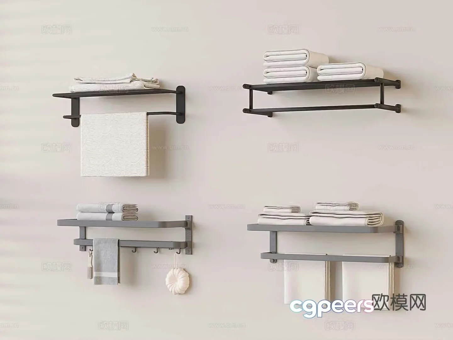 Bathroom accessories towel bar towel rack 3d model