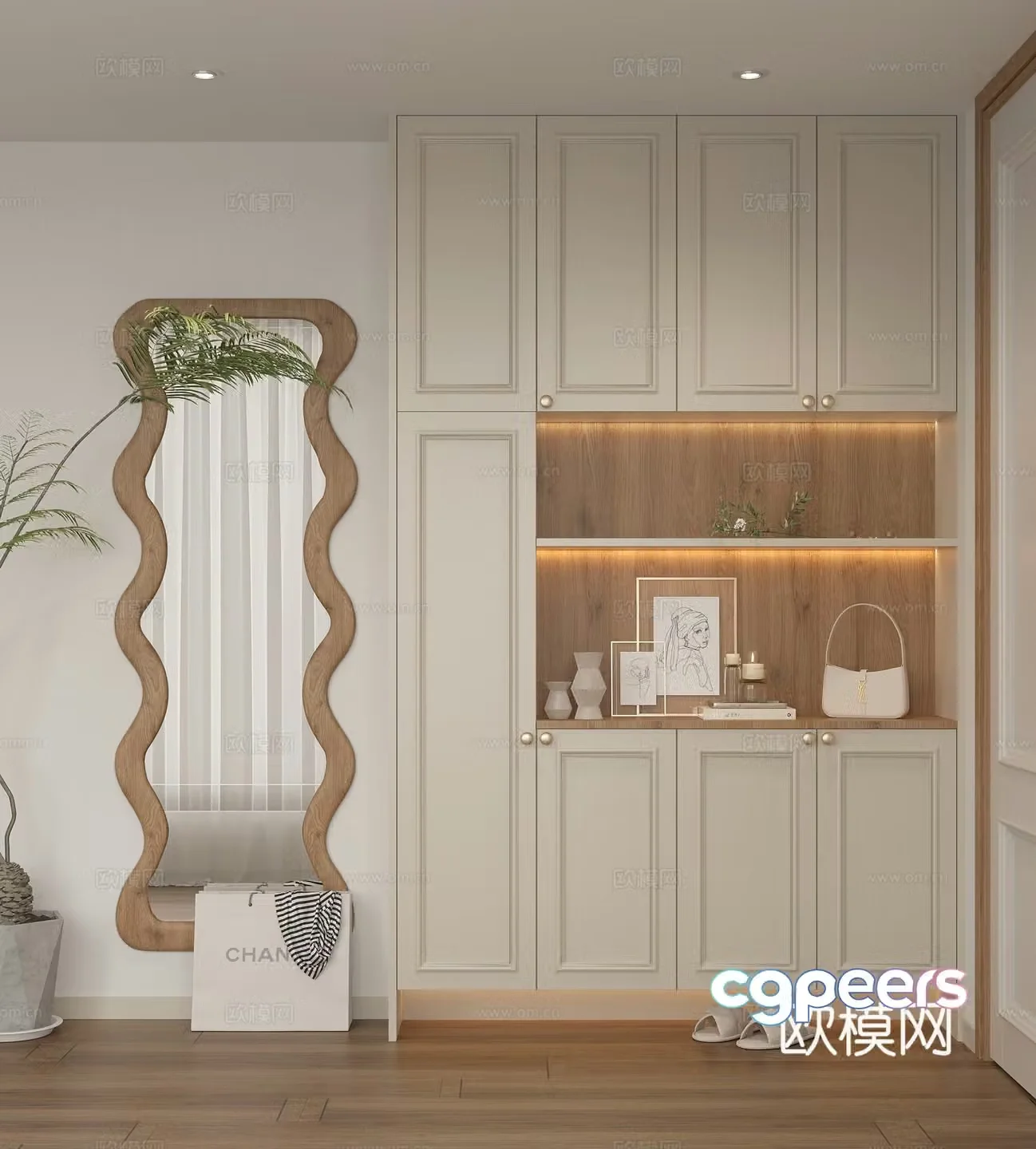 French custom shoe cabinet 3D model
