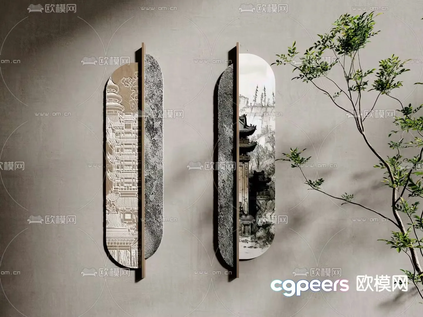 New Chinese style wall decoration pendant art pendant 3D model