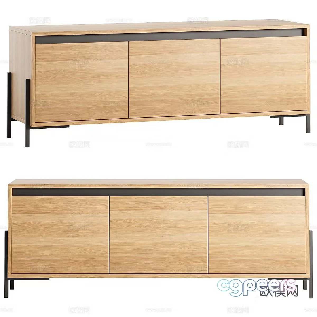 Log TV cabinet 3d model