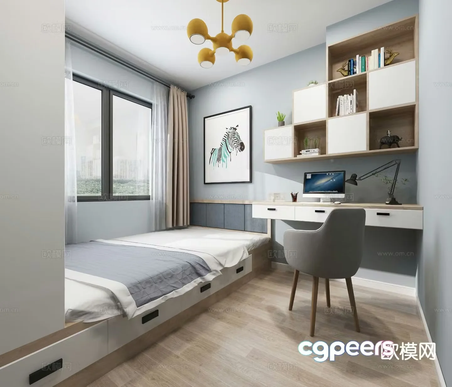 Nordic tatami bedroom 3d model