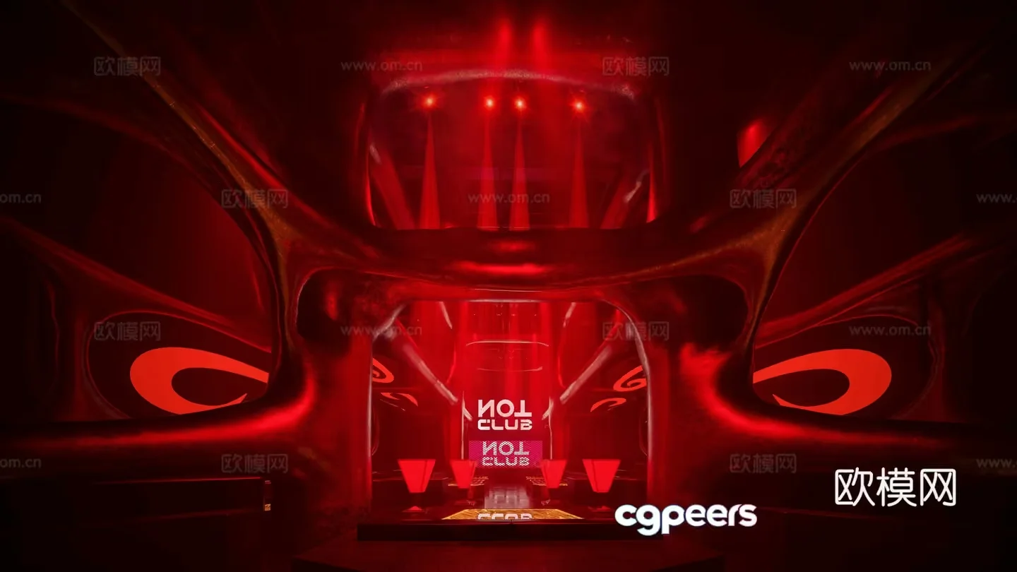 A Stage With A Red Theme 3D Model – 22376 – VRAY Render