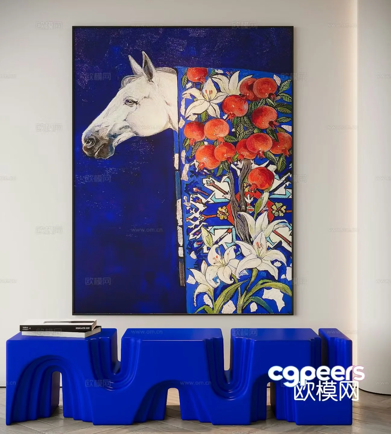 Modern Klein blue hanging painting art painting 3d model