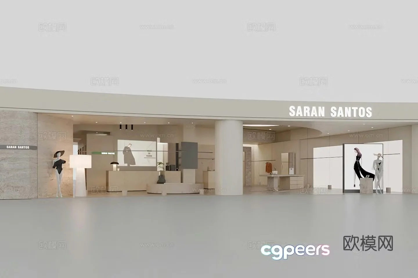Minimalist women’s clothing store 3d model