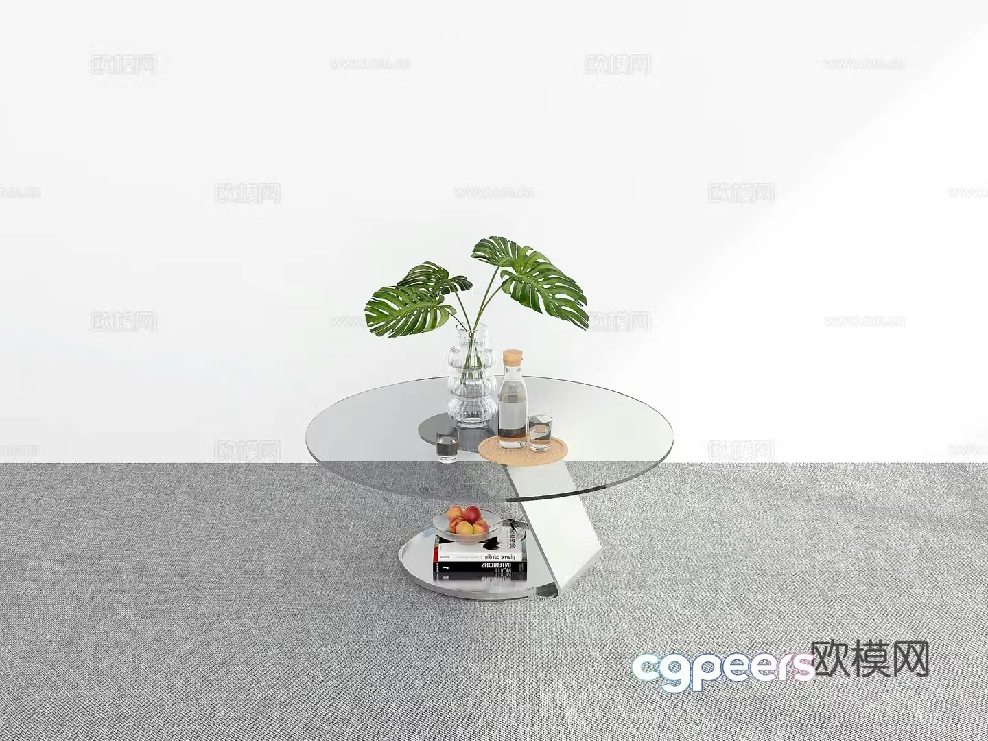Round coffee table glass coffee table 3d model
