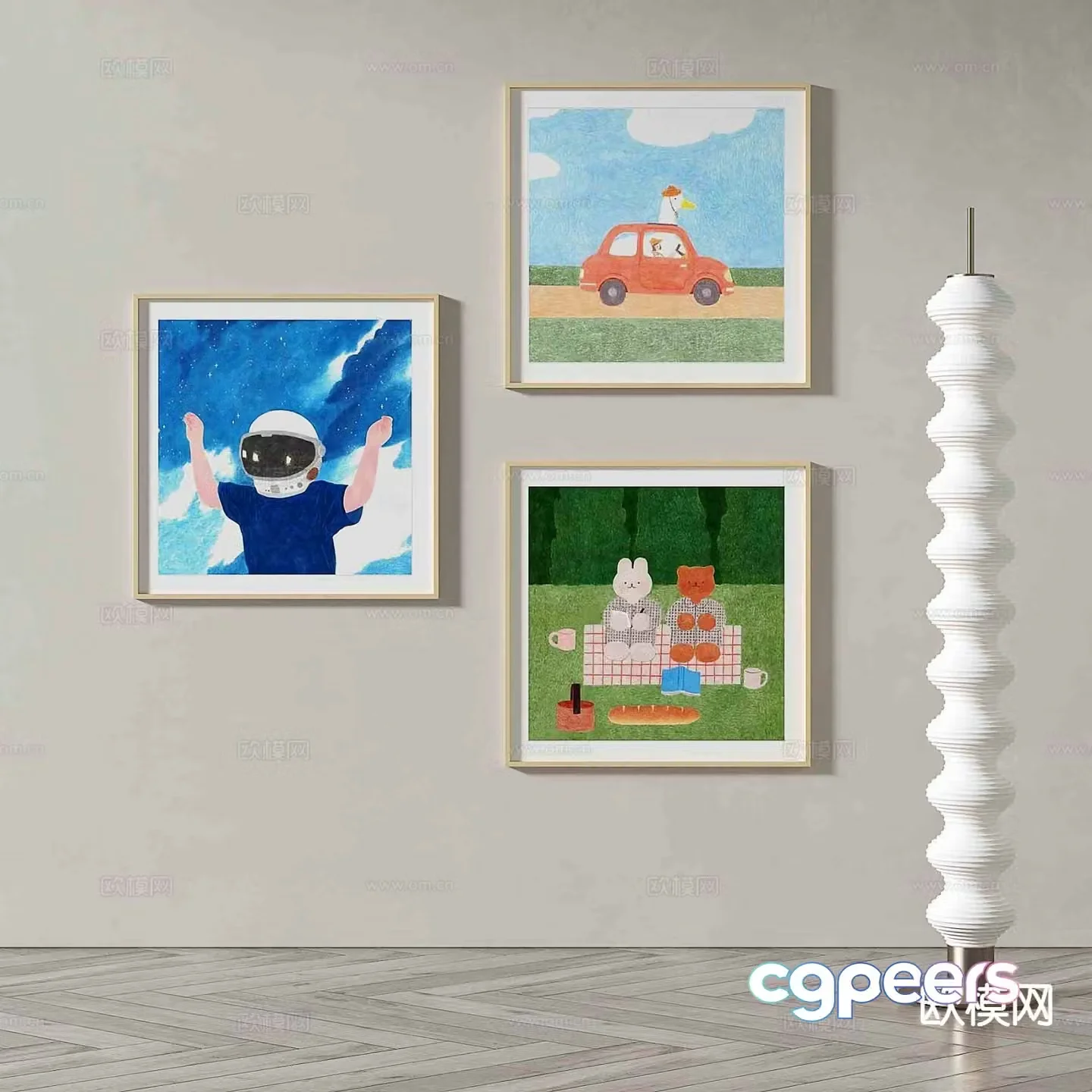 Art painting cartoon painting decorative painting 3d model