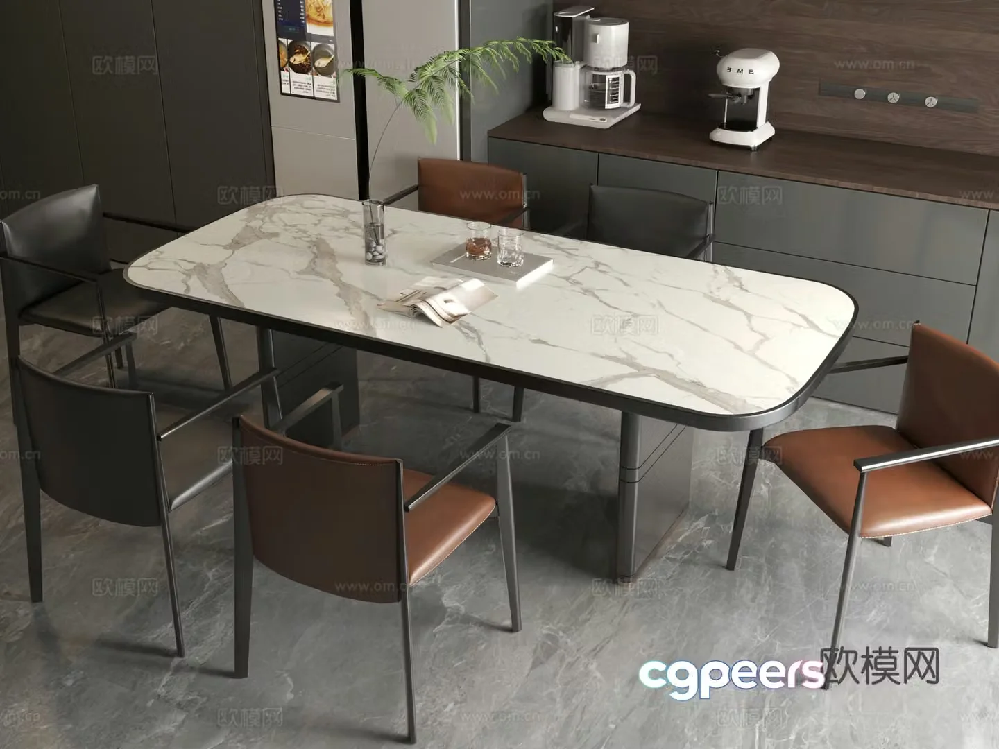 Modern dining table Italian dining table Modern Italian restaurant Dining table Dining table Dining chair 3d model