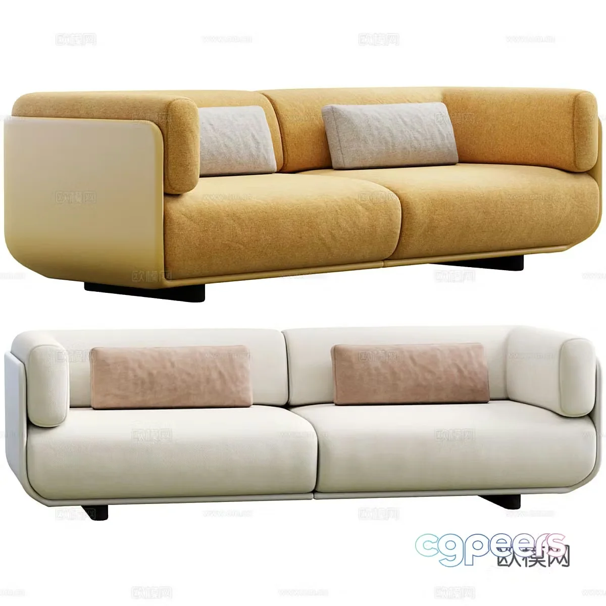 New Chinese style double sofa 3D model