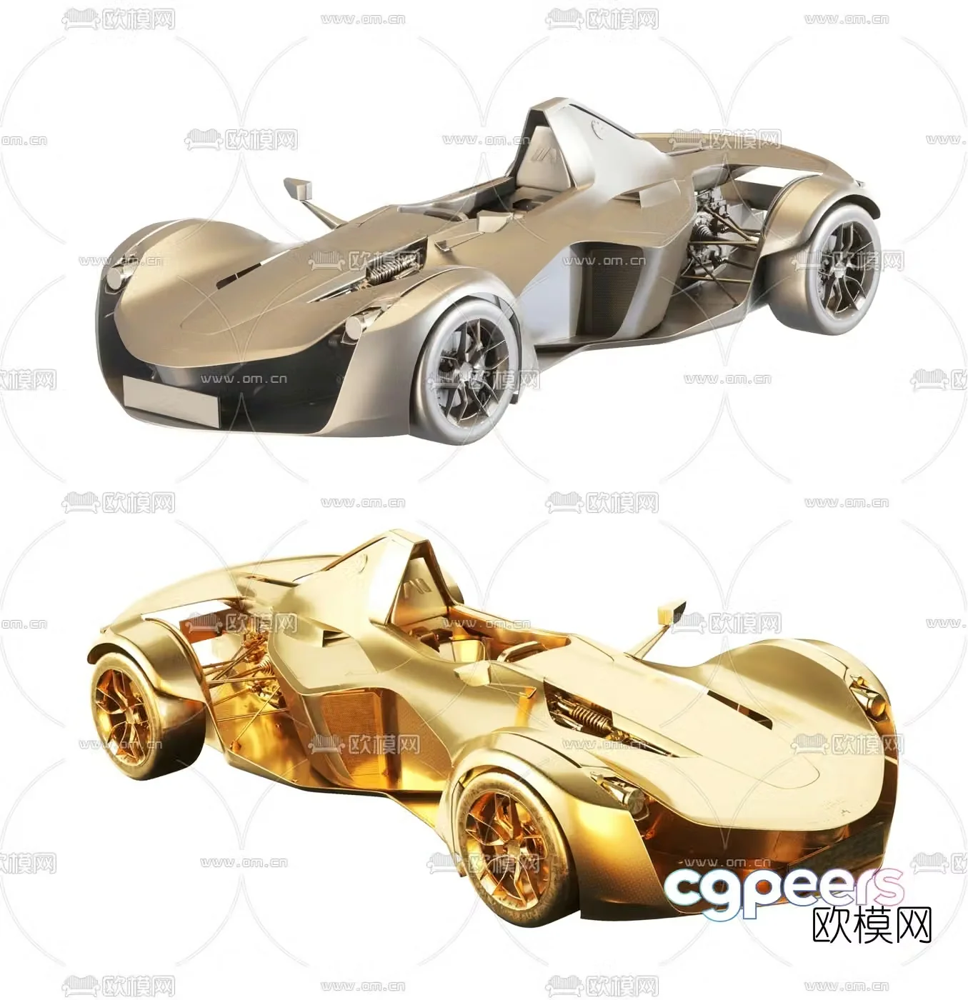 Modern metal supercar car toy 3d model
