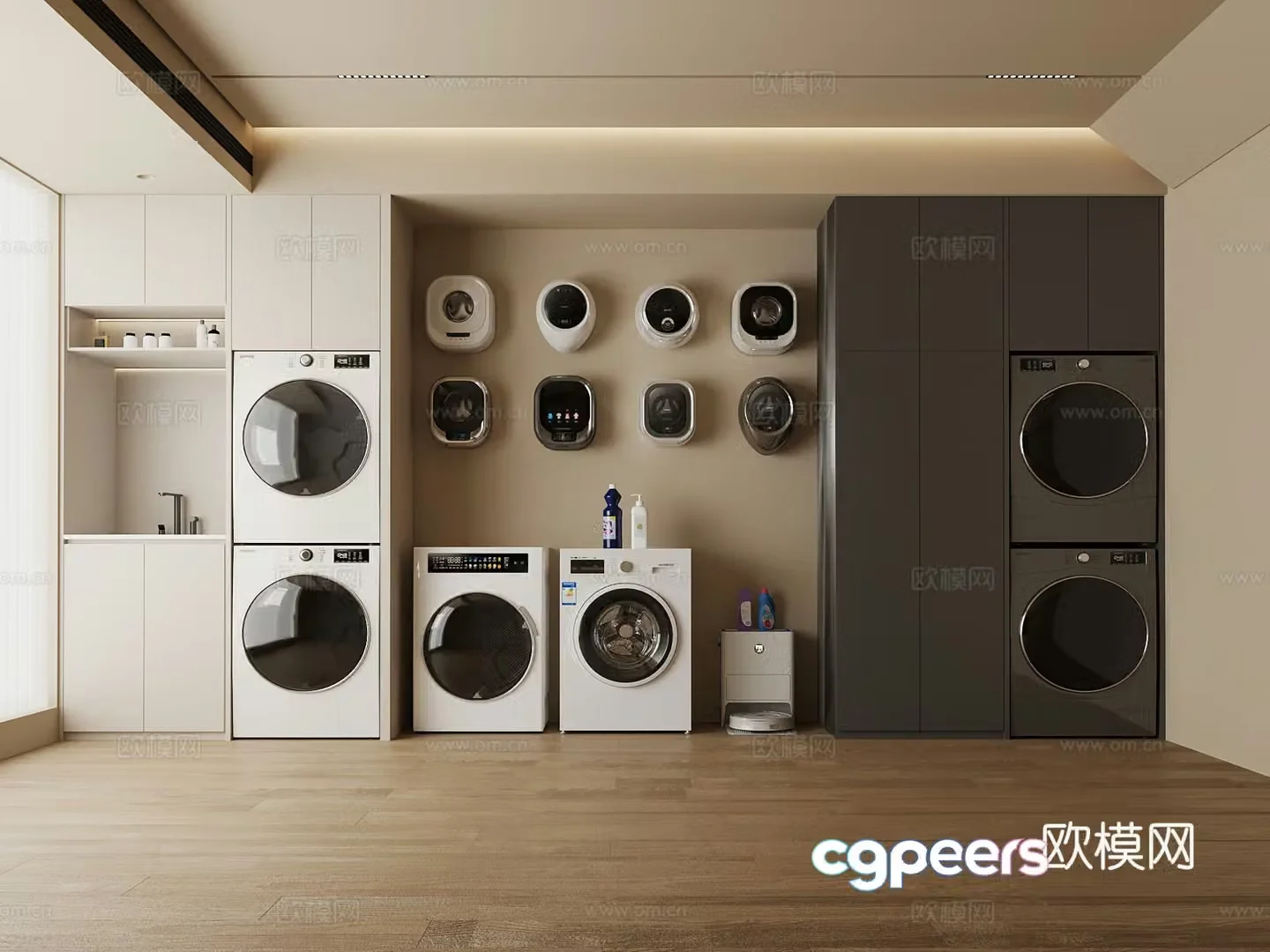 01 Laundry room Modern laundry room Washing cabinet Washing machine 3d model