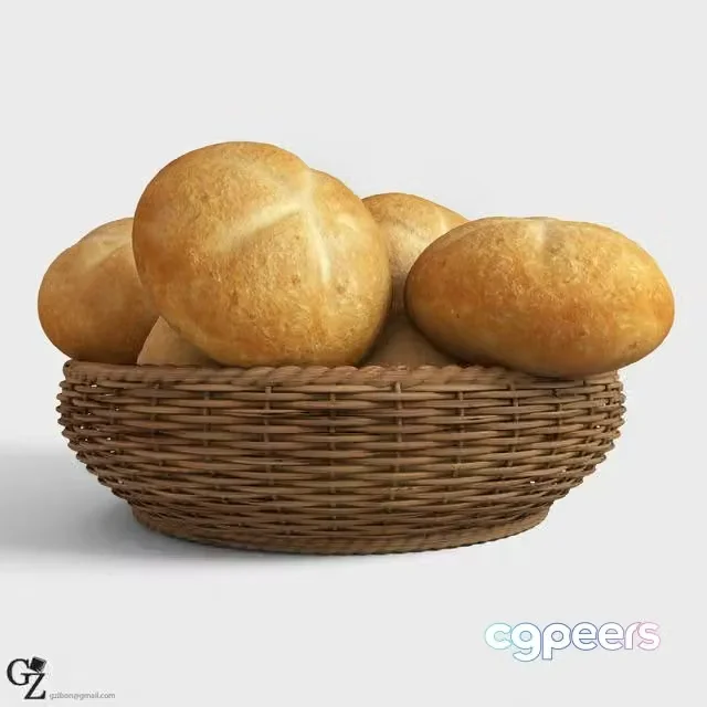 3ds Max Free – Basket with buns