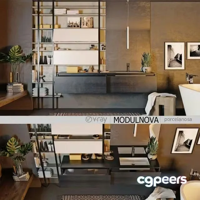 3ds Max Free – Set of bathroom furniture MODULNOVA Moon Gola