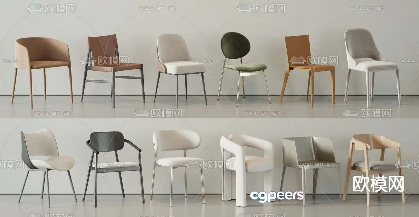 Modern chair single chair dining chair 3d model
