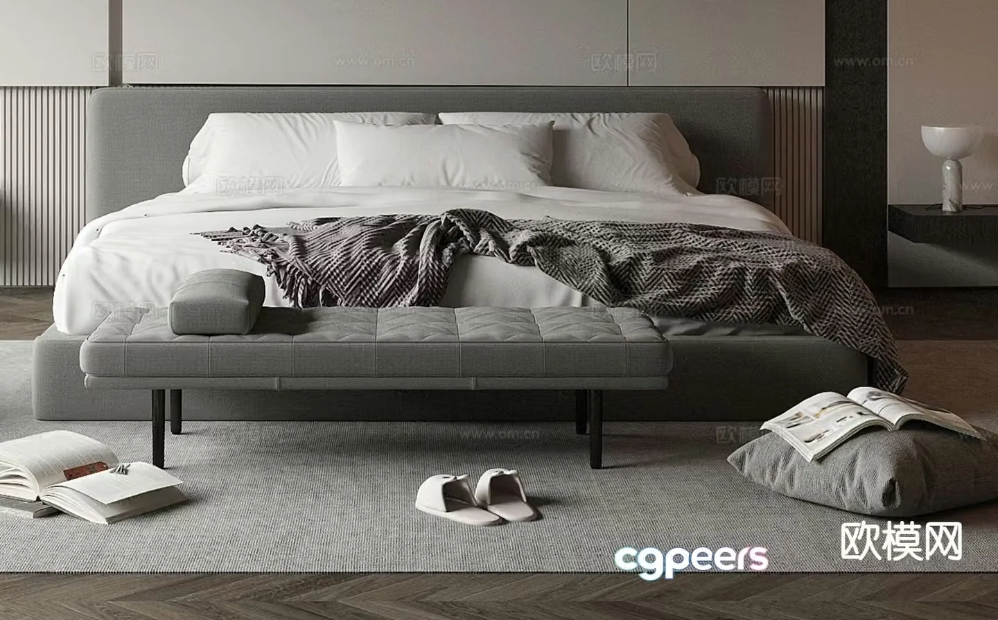 Modern double bed 3d model