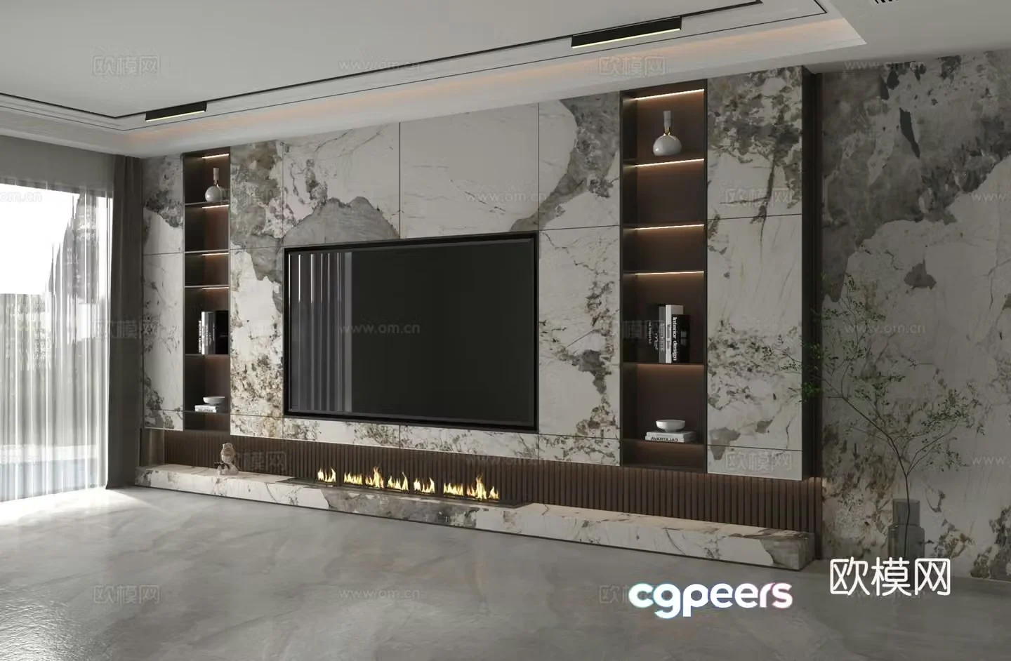 3d model of TV background wall