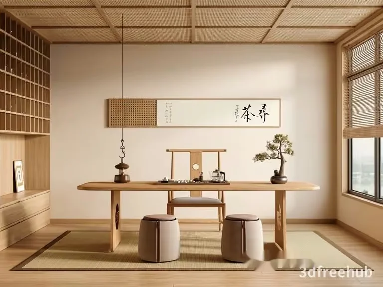 A Japanese-Style Room With A Minimalist Aesthetic 3D Model – 19934 – VRAY Render