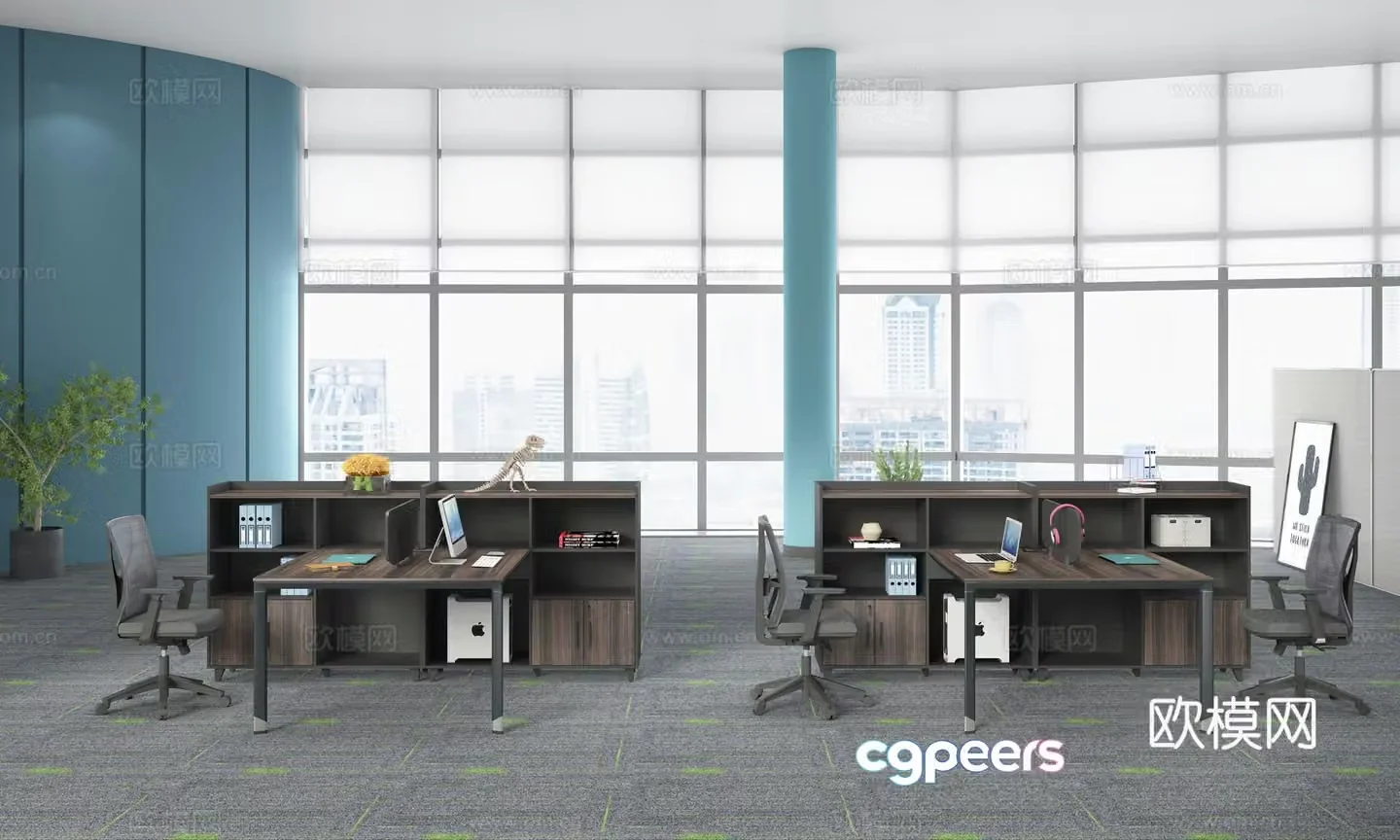 Working office space office 3d model