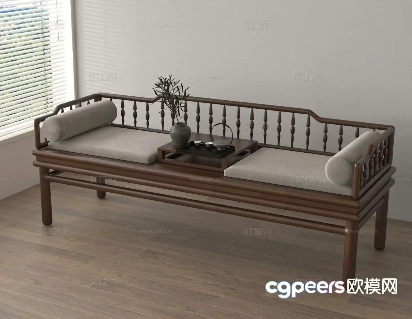 New Chinese style Luohan bed Luohan collapse 3D model