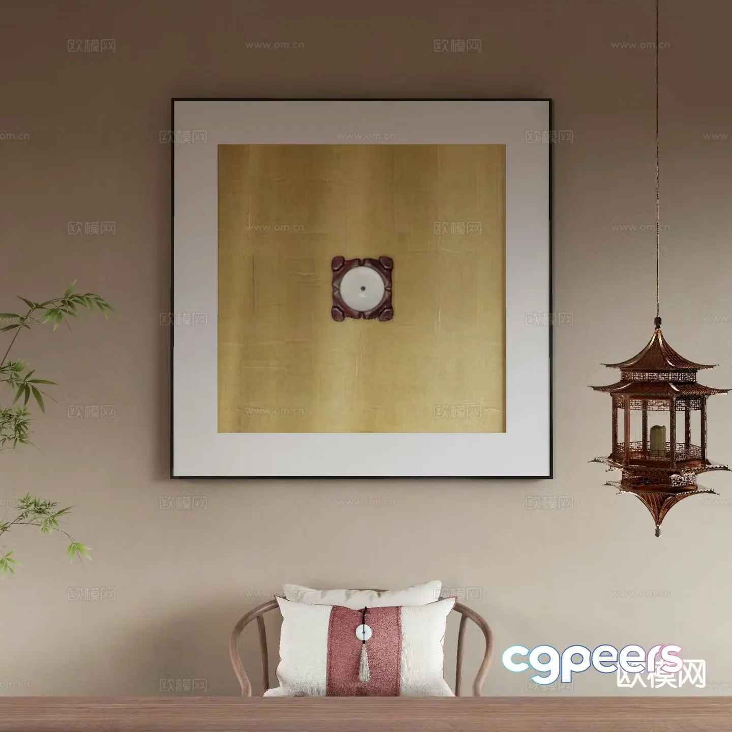 New Chinese style art painting texture painting decorative painting 3D model