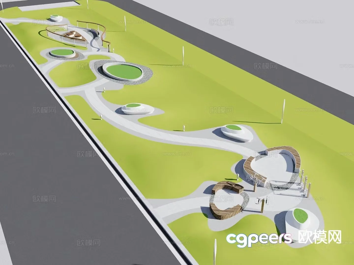 pocket park garden landscape 3d model