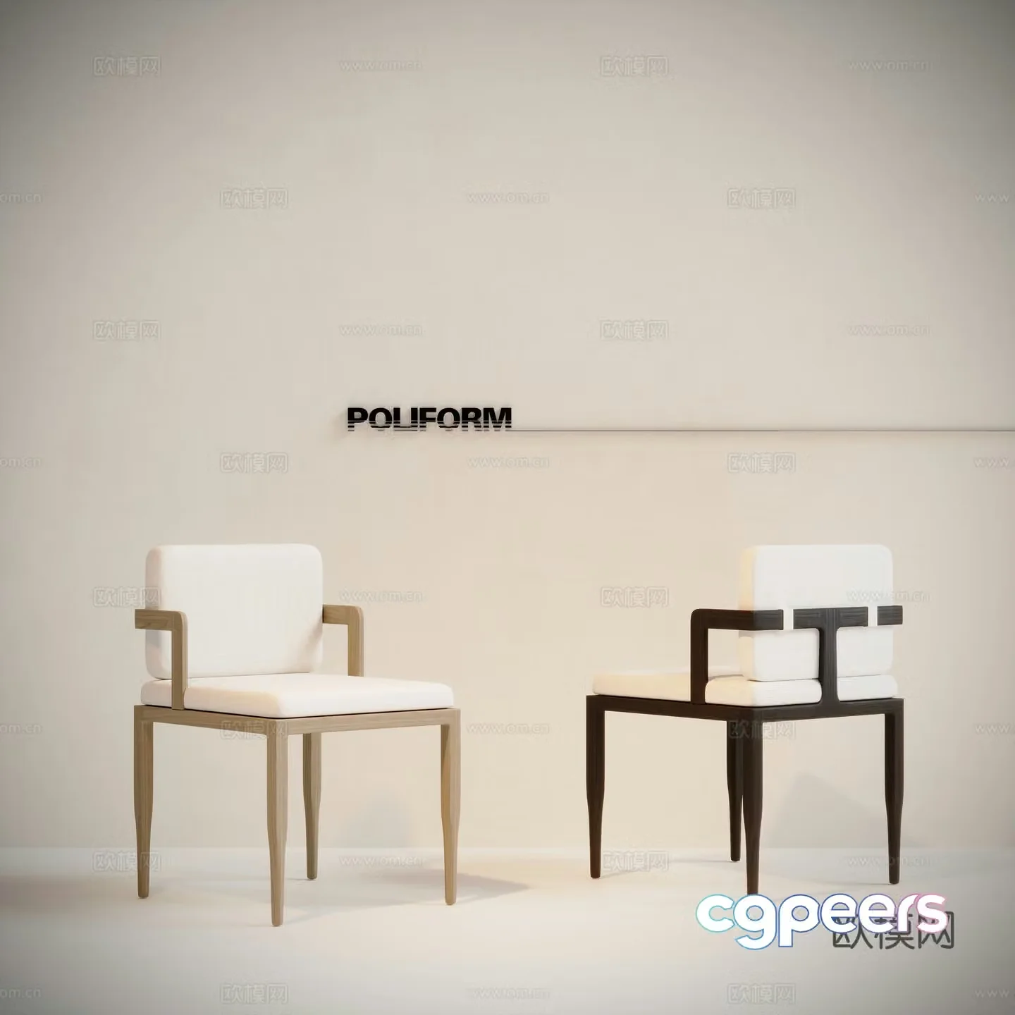 Modern single chair dining chair 3d model
