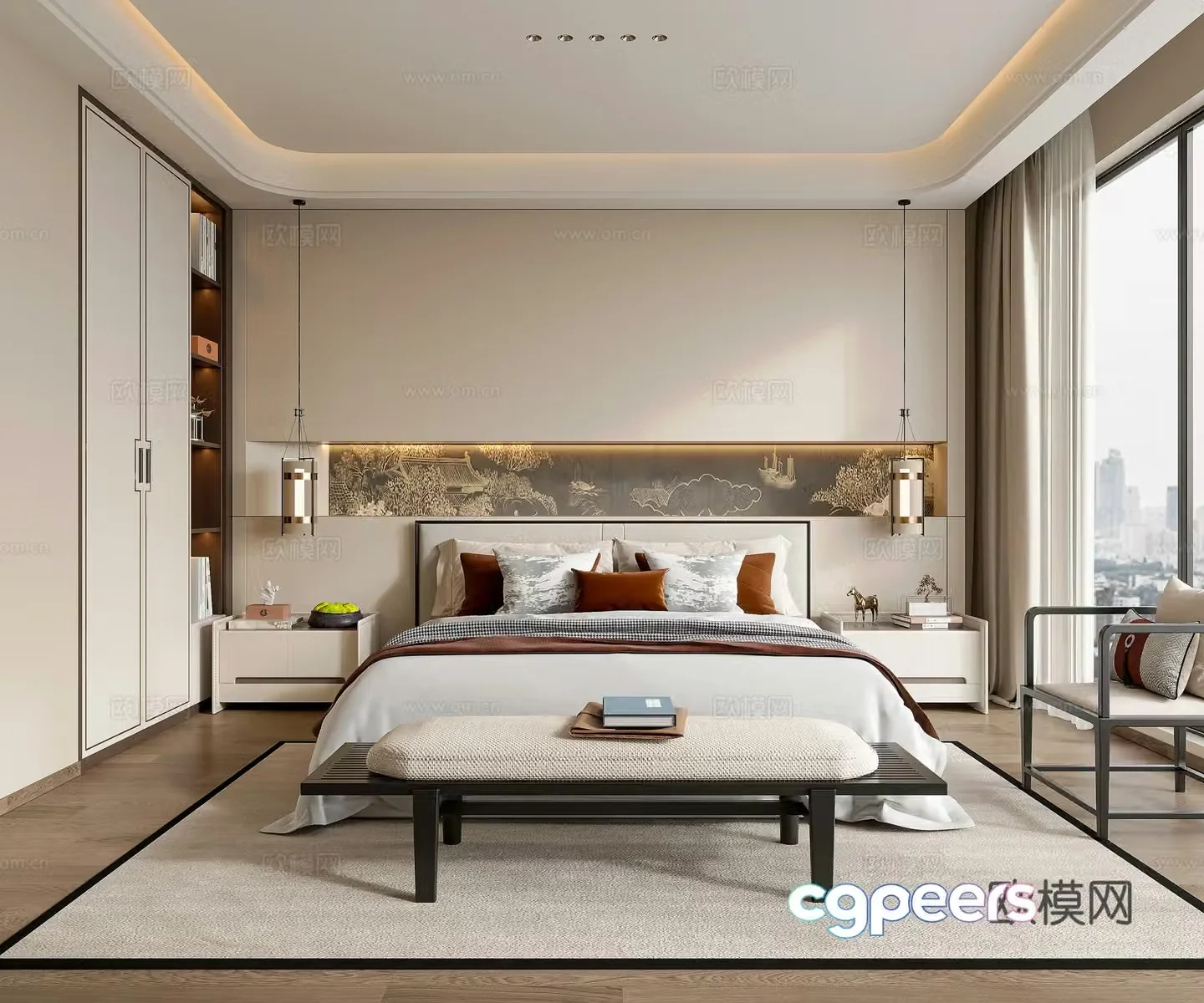 New Chinese style bedroom master bedroom 3d model