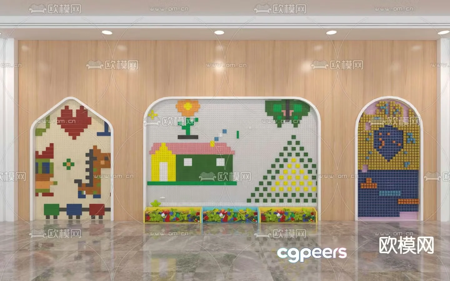 Lego brick wall brick puzzle 3d model