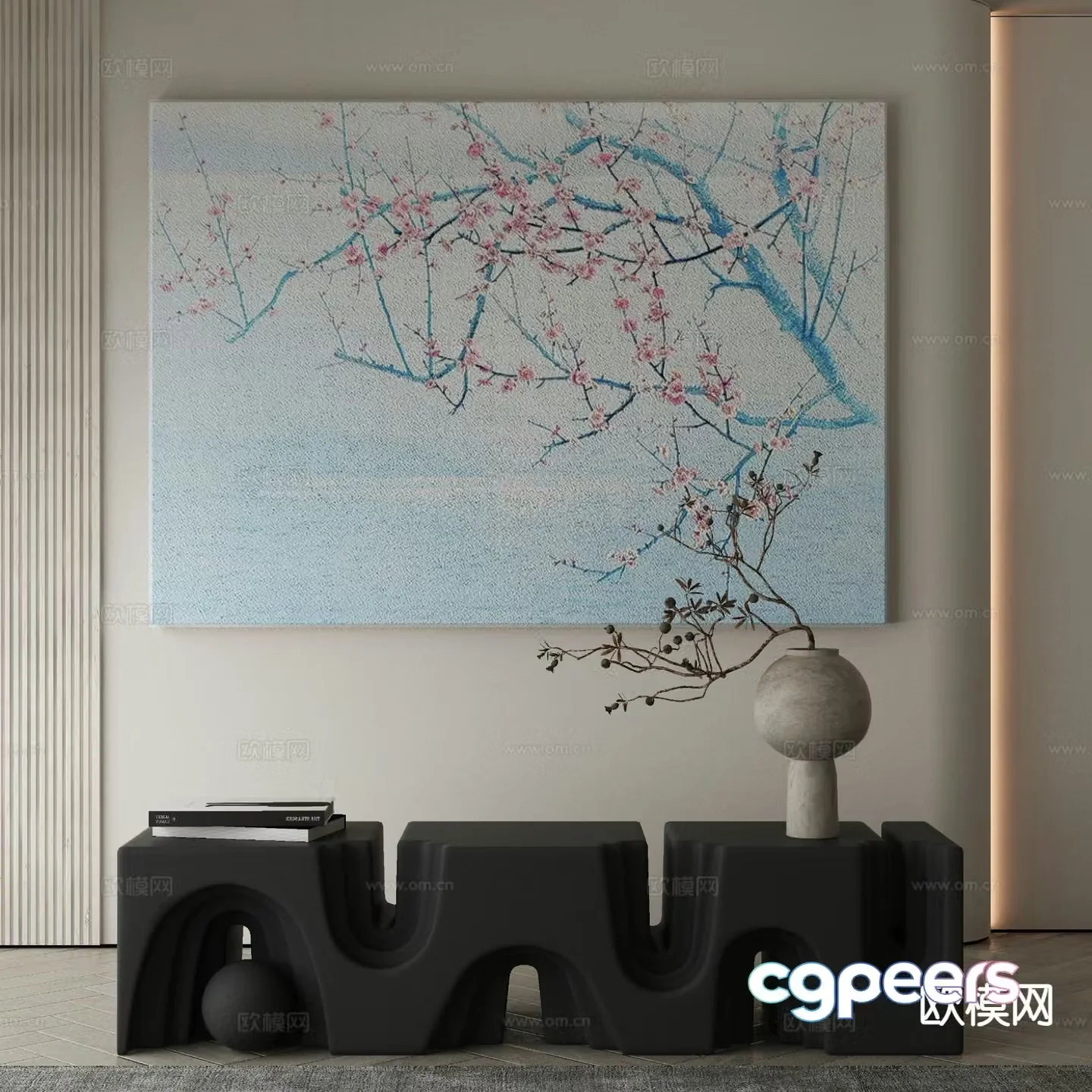 New Chinese style art painting flower painting decorative painting 3d model