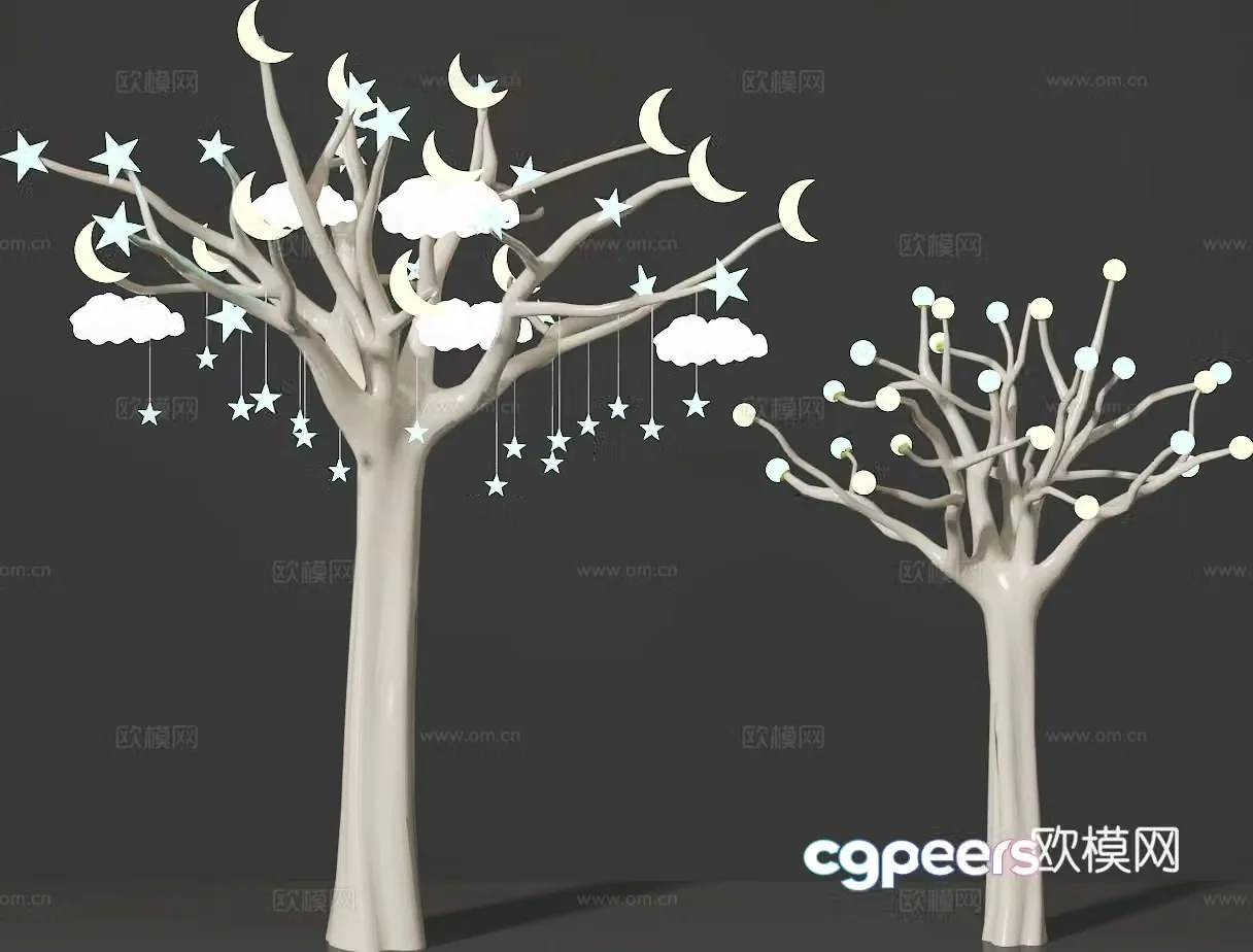 Branch decoration decorative lamp modeling tree 3d model